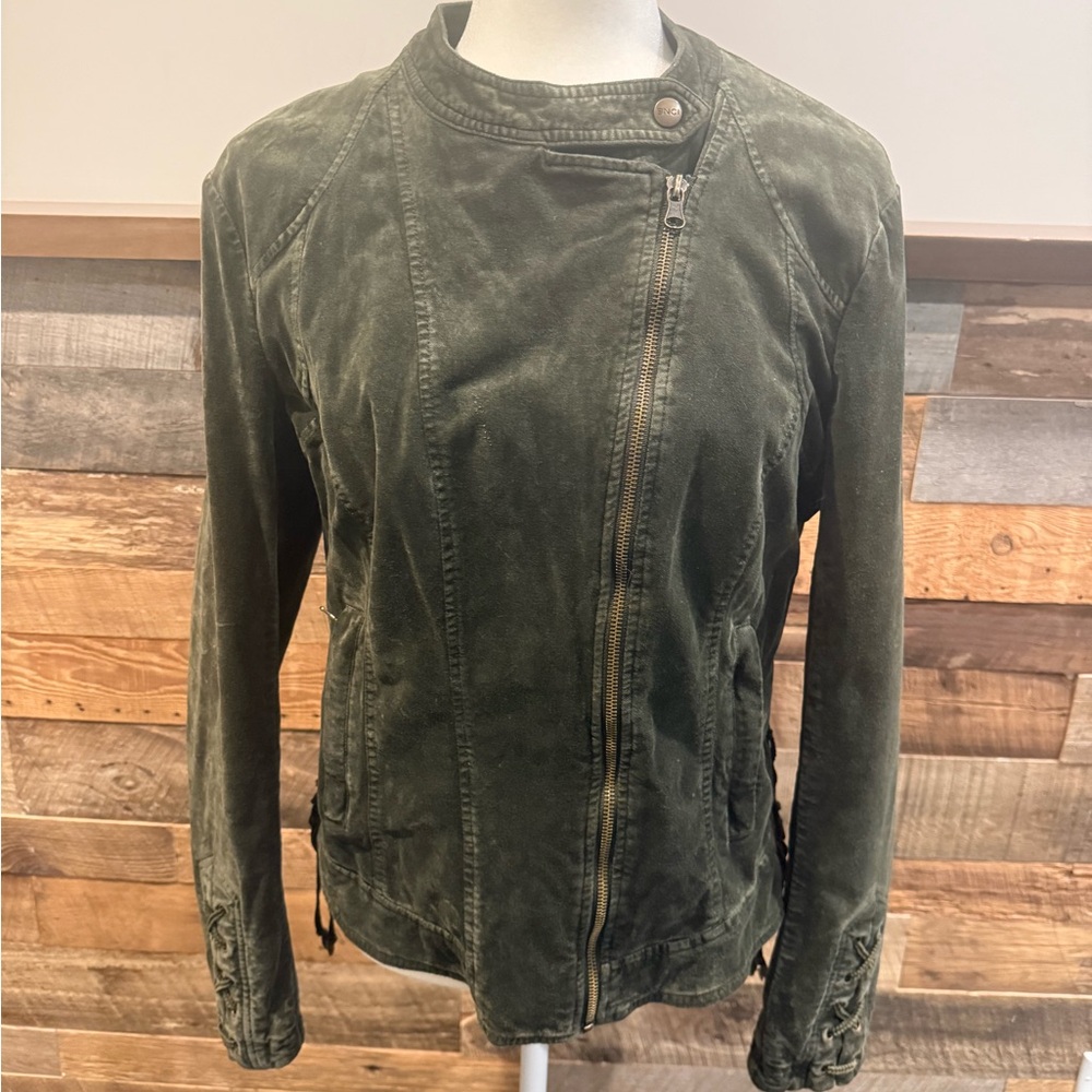 Olive Velvet Utility Jacket for Women